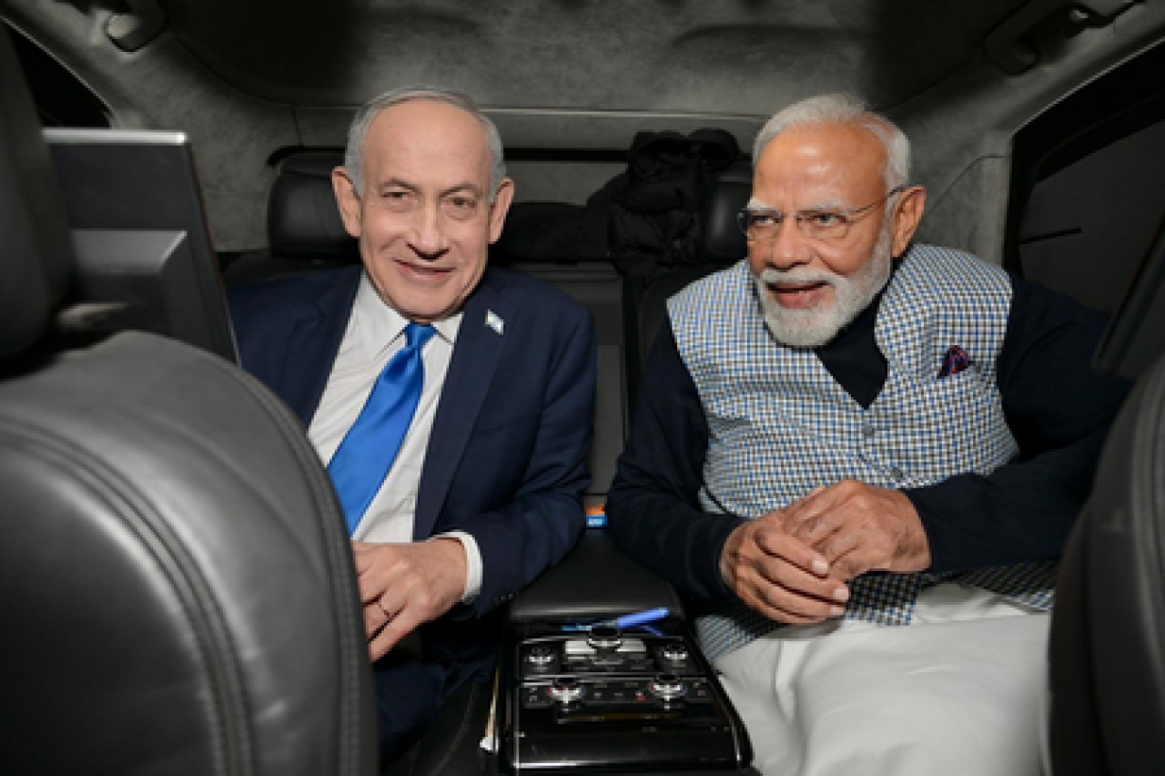 Modi and Netanyahu Share Moment After Israeli Parliament Speech
